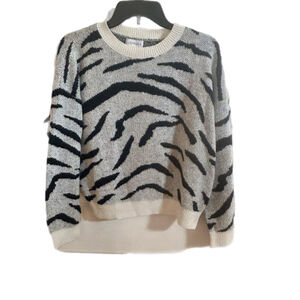 Lucy Paris Black & White Zebra Print Cropped Sweater